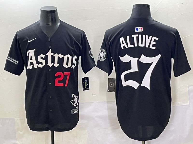Men 2025 Houston Astros #27 Altuve Black Five generations Joint Name Nike MLB Jersey style 12